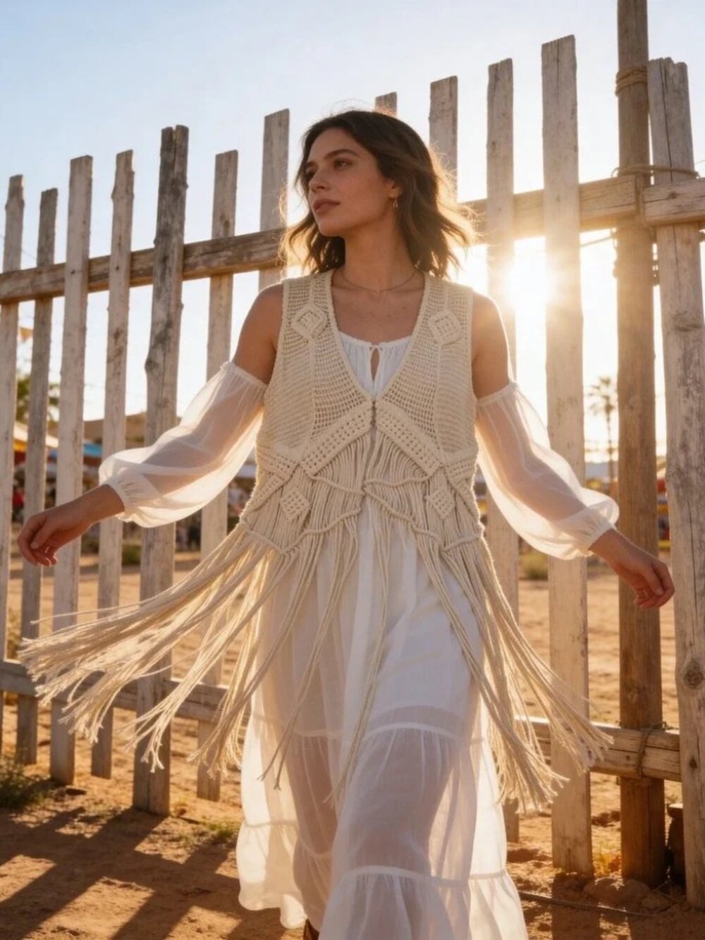 Idyllwind Miranda Lambert COTTON Macrame Fringe Crochet Boho Vest NWT XL